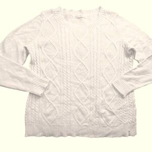 Woolrich Cable Knit Sweater Fisherman XL Ivory Wool Mohair GORP‎  Cozy